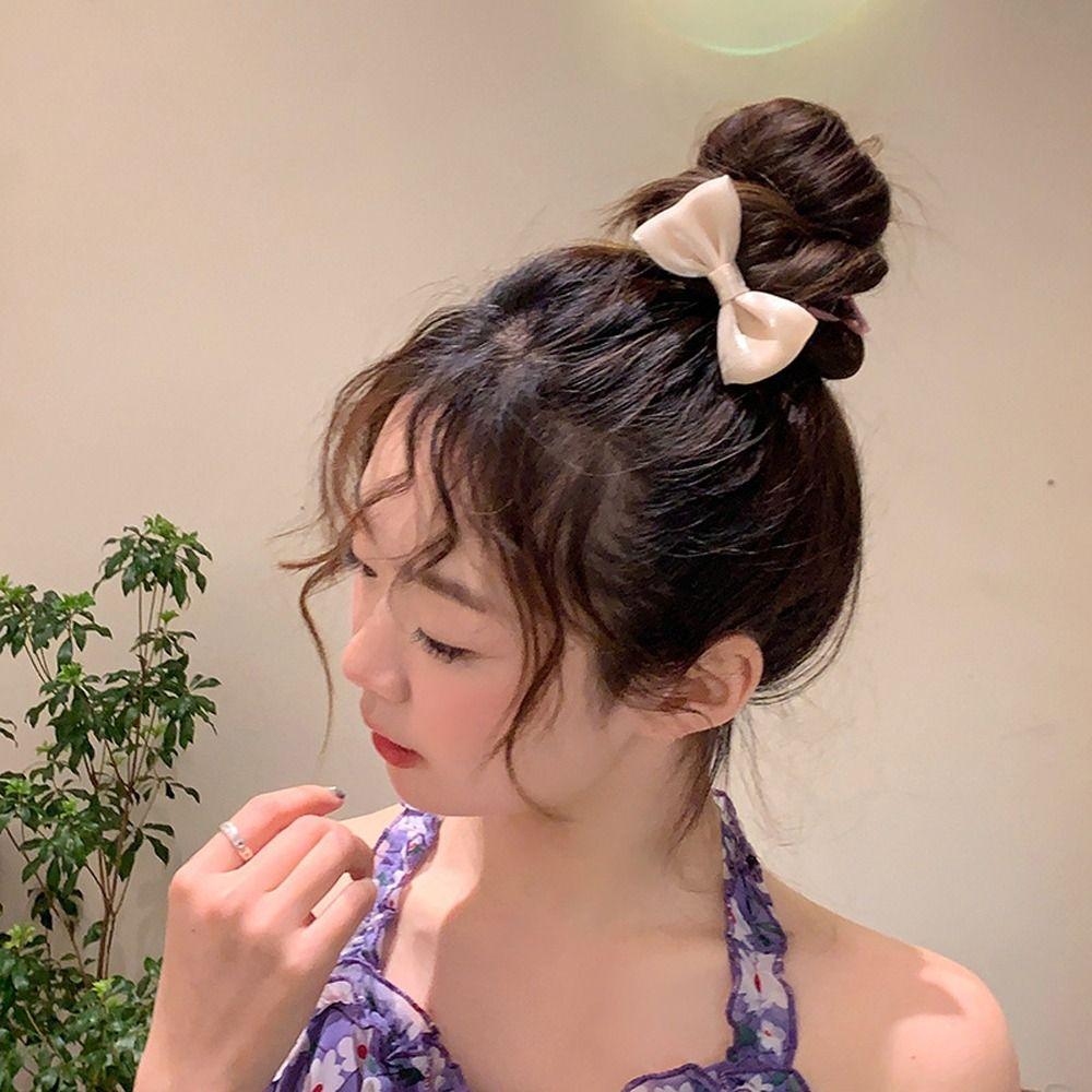 

Girls Hair Clips Braided Hair Clips Balletcore Hairpins Women Duckbill Clips Bowknot Bow Hair Clips бежевый