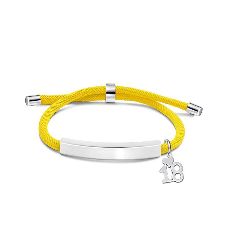 Multi-color Engravable Stainless Steel Bracelet with Number 16 Charm