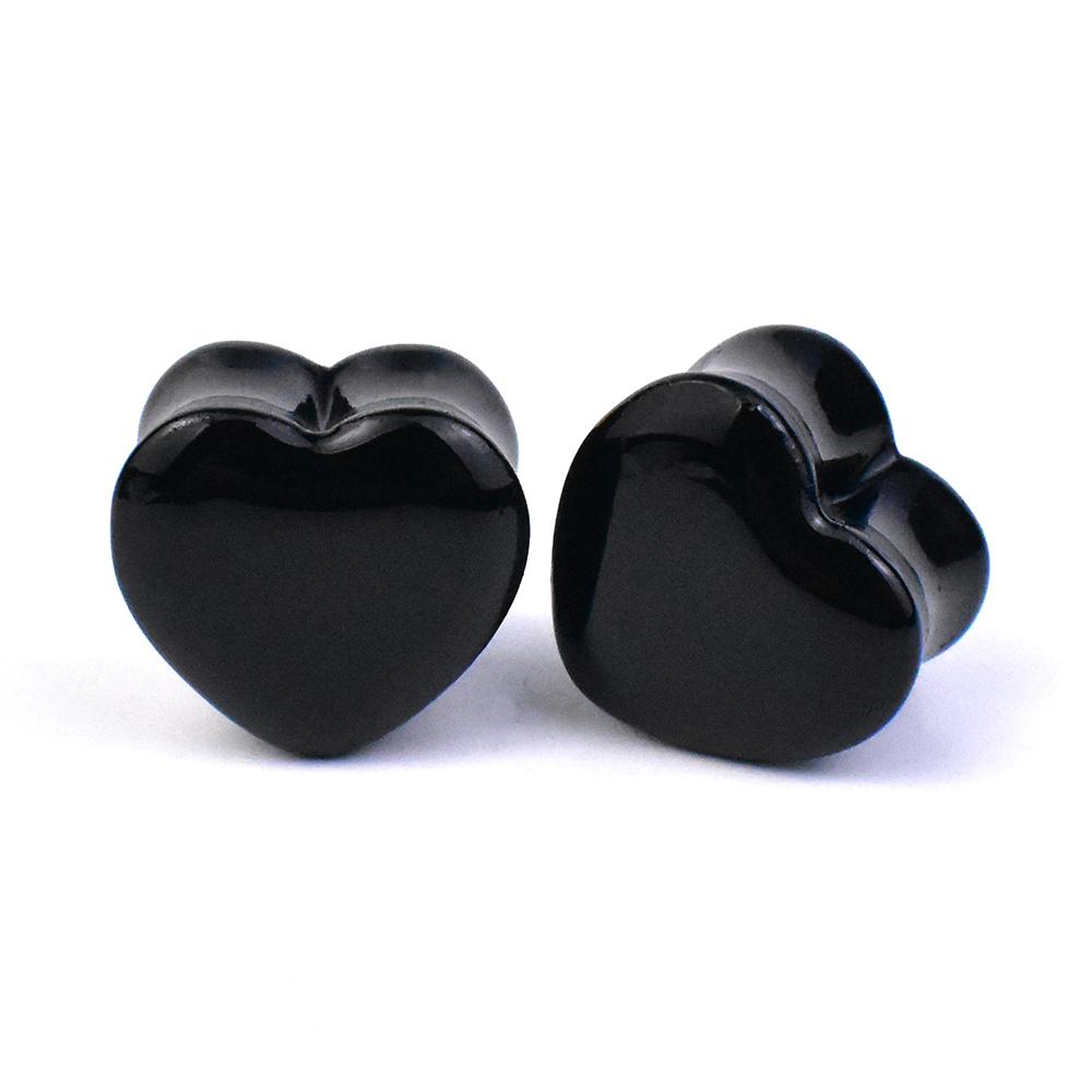 

6-50 мм одноцветные ушные туннели, манометры и заглушки в форме сердца, расширители ушей, шпильки, растягивающиеся украшения для пирсинга 18mm чёрный