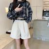 Corduroy Cuffed Straight Leg Shorts for Women - Autumn/Winter Loose Slimming Wide Leg Casual Pants
