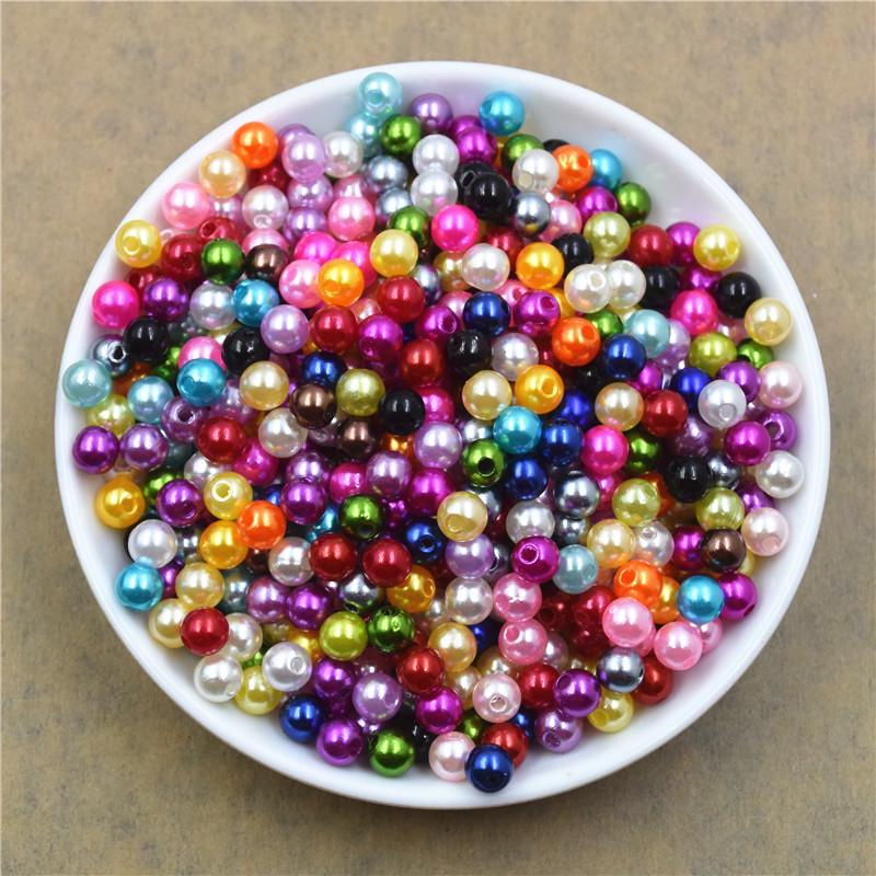 6Mm Straight Hole Round Abs Imitation Pearl Clothing Accessories Double Hole Environmentally Friendly Plastic Beads Fake Pearl