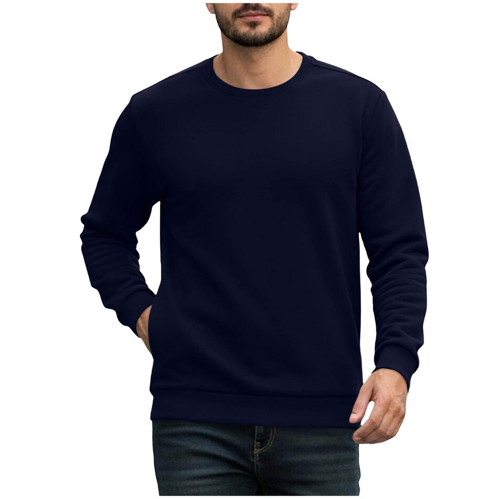 Men's Fleece Crew Neck Sweatshirt Casual Long Sleeve Pullover Winter Thick Warm Hoodie Jacket