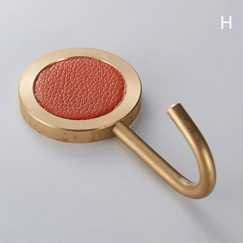 1PCS Brass Free Perforated Gold Hook Nordic Metal Drawing Strong Load-bearing Glue Hook Wall Creative Coat Hook