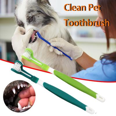 Cepillo de dientes con cabeza de Sagit para mascotas, herramienta bucal de limpieza para el cuidado de los dientes de perros y gatos de tres cabezas