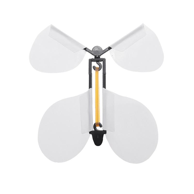 5Pcs White Magic Flying Butterfly Magic Props Rubber Band Powered Magic Butterfly Flying Toys Party Gifts Mischief Tricky Toys