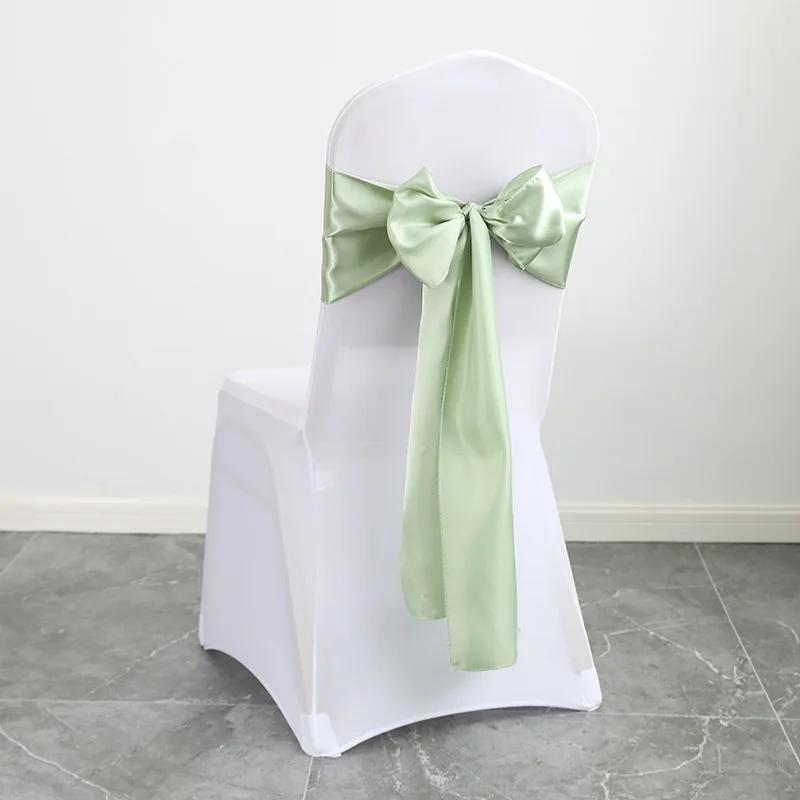 10/50PC Satin Bow Sash Wedding Chair Decoration Ribbon Butterfly Tie Band For Christmas Birthday Indoor/Outdoor Party Sashes