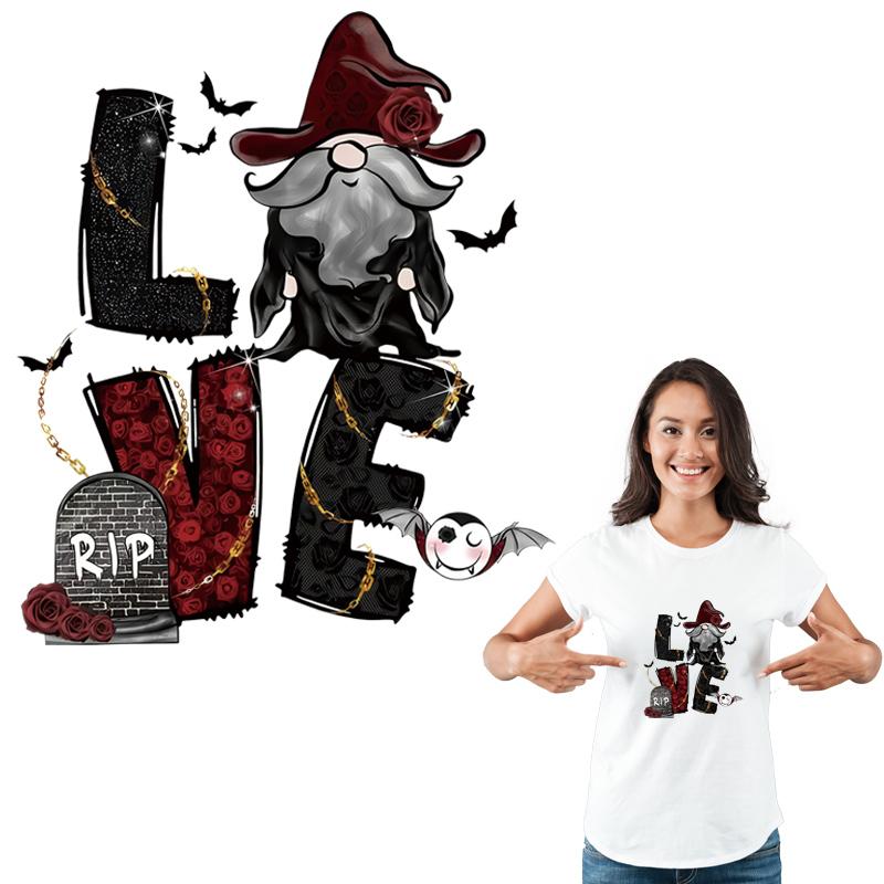 Iron Is Transferring Halloween Love Clothes Stickers, Sweatshirts, Hats, Patches, Diy T-shirts, Heat-pressed Application Stickers, Letters