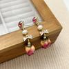 Süße Frische Getrocknete Rose Natürliche Süßwasserperle 14K Gold Filled Ohrstecker mit Quasten für Damen Geburtstagsgeschenke