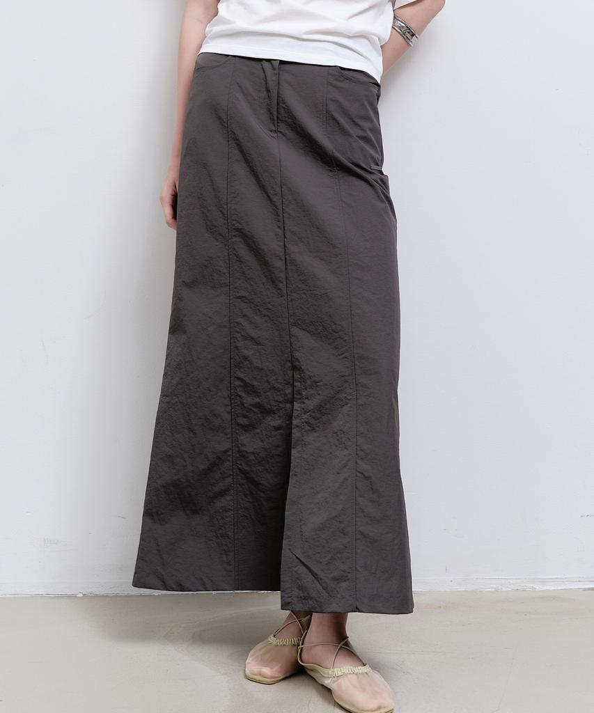 Nigaennikol Panel Long Skirt_Charcoal