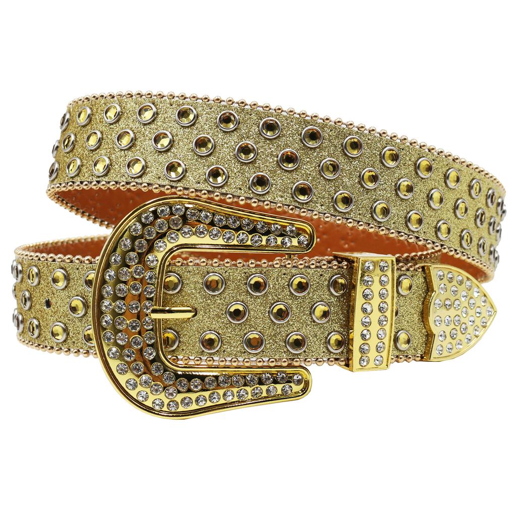 Punk European and American Diamond Inlaid Belt High-end Pin Buckle Full Diamond Sequin Hip-hop Decoration Nightclub Belt Women