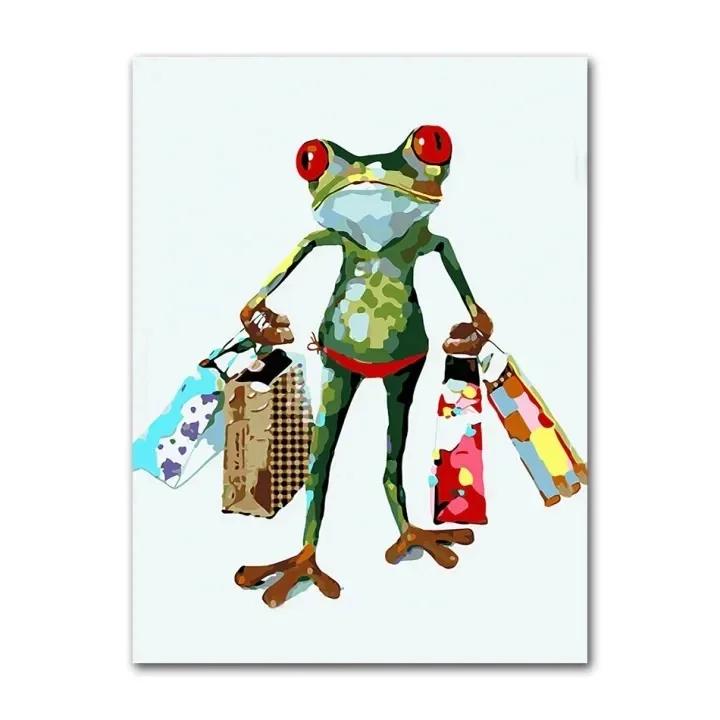 Cute Frog Graffiti Art Canvas Painting Abstract Animals Posters And Prints on Canvas Wall Art Picture For Home Living Room De
