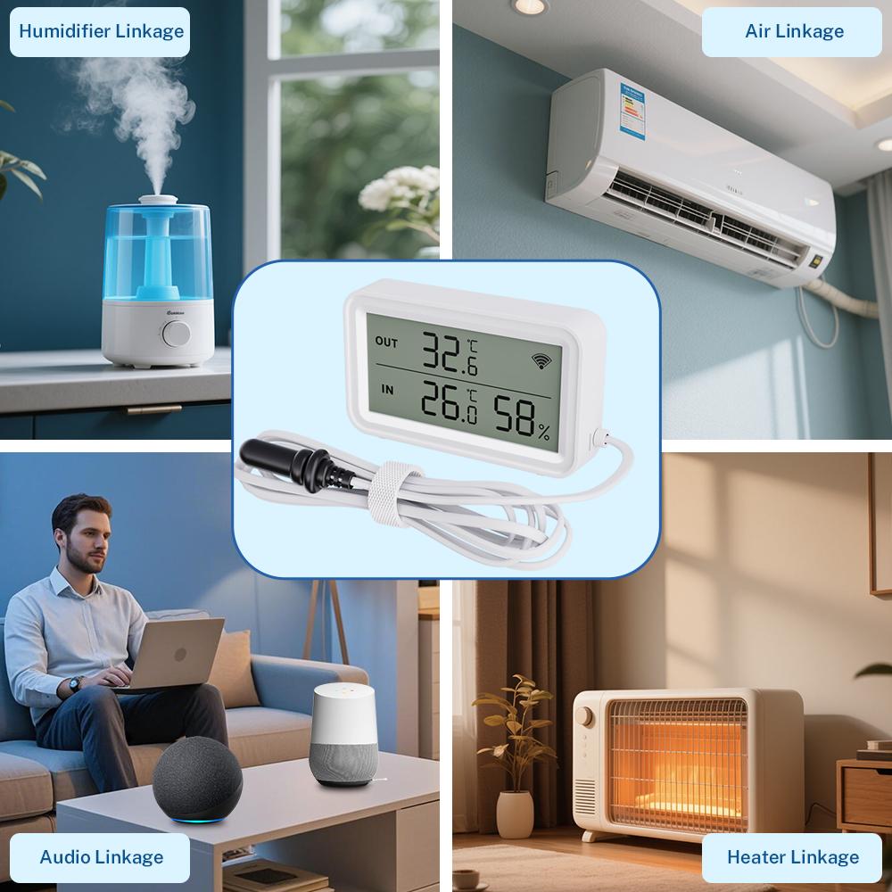 Tuya Zigbee WiFi Temperature Humidity Sensor Digital LCD Meter Hogar Inteligente Work with Smart Life Alexa with External Probe
