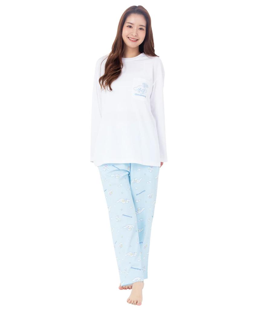 SAZAC Cinnamoroll Women's Long Sleeve Pajama Set (Baby Blue/L/SAN1698)