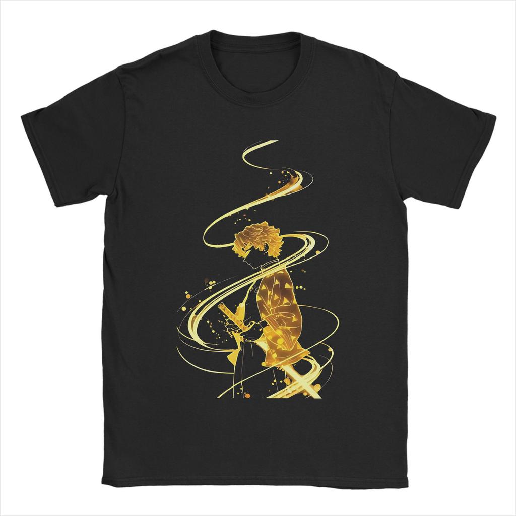 Zenitsu Agatsuma Demon Slayer T-Shirts für Herren Damen 100% Baumwolle Fantastische T-Shirts O-Ausschnitt T-Shirt Kurzarm Tops Geschenkidee