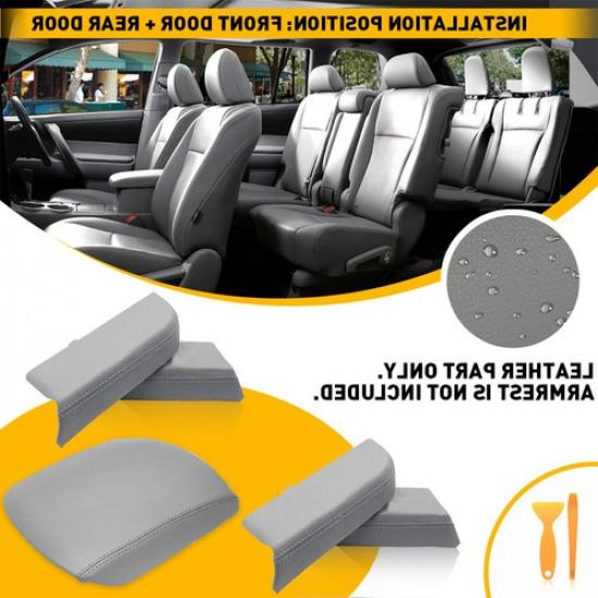 

5x Front Door Panels Armrest Vinyl Cover Fits For 2009 2010-15 Honda Pilot Gray