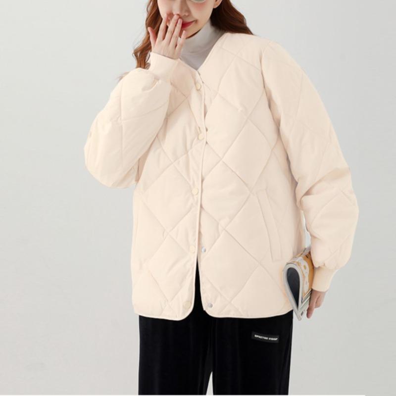 Collarless Rhombus Padded Jacket Women's Winter Light Padded Jacket Padded Jacket Small Jacket Winter New