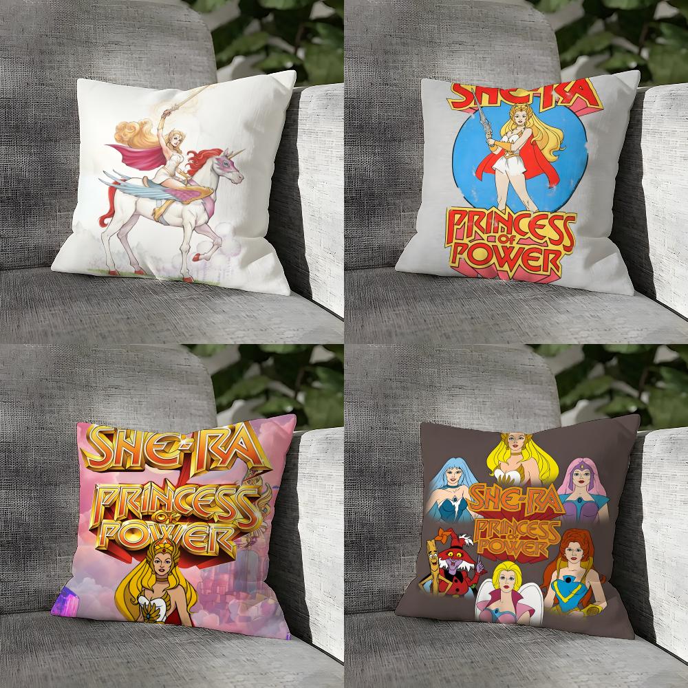 Cartoon S-She-Ra And The Princesses Of Powers Natural Linen Organic Fabric Double-Sided Printing Sofa Home Decor Pillow Case
