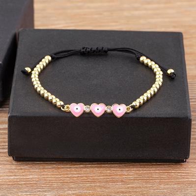 

Nidin Adjustable Handmade Braided String Bracelet Women Men Turkish Evil Eye Heart Shape Bangle Couple Lucky Wedding Jewelry рожевий