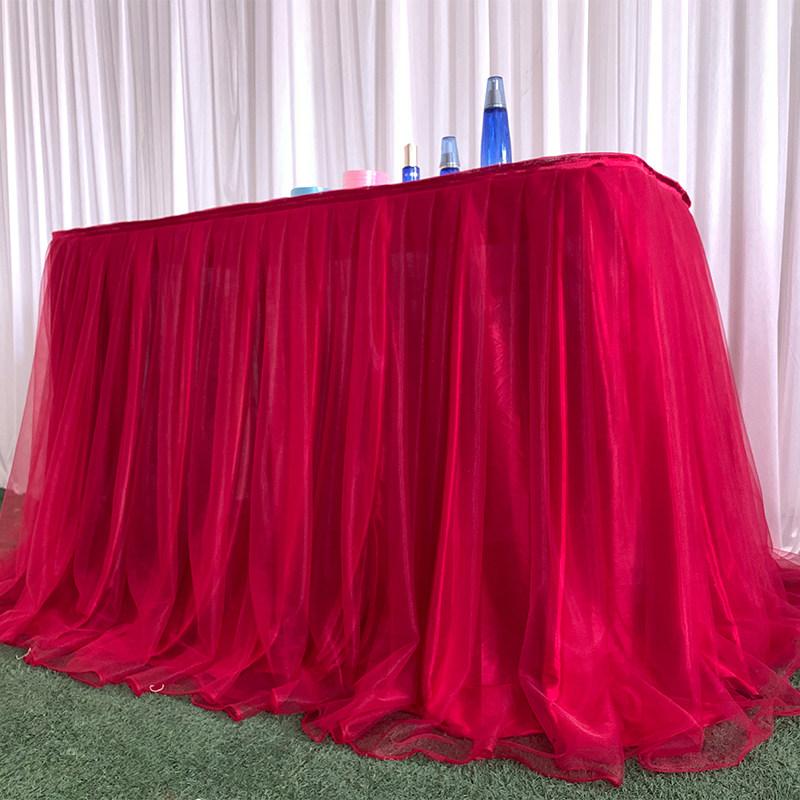 

Solid Color Tulle Table Skirt Round Table Cloth for Wedding Birthday Tablecloth Dining Party Table Accessories Wedding Decor Length1m Height 80cm