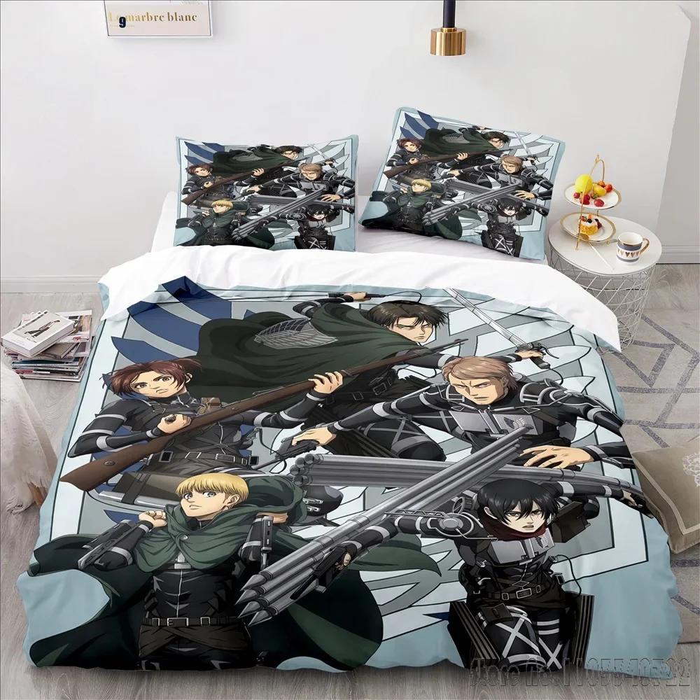 Anime Attack On Titan Cartoon Duvet Cover Set HD Comforter Cover for Kids Bedding Sets Bedclothes Bedroom Decor