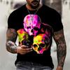Men's Casual T-Shirt, Gothic Skull Heart Hands Graphic Black Short Sleeve Crew Neck Tee Cool Streetwear Halloween Fashion Top