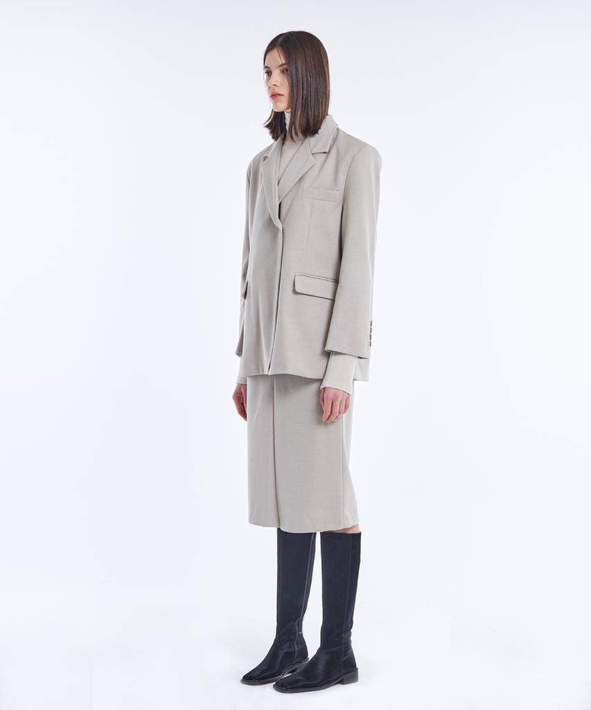 Nevel Everywear Wool Basic Skirt_Beige