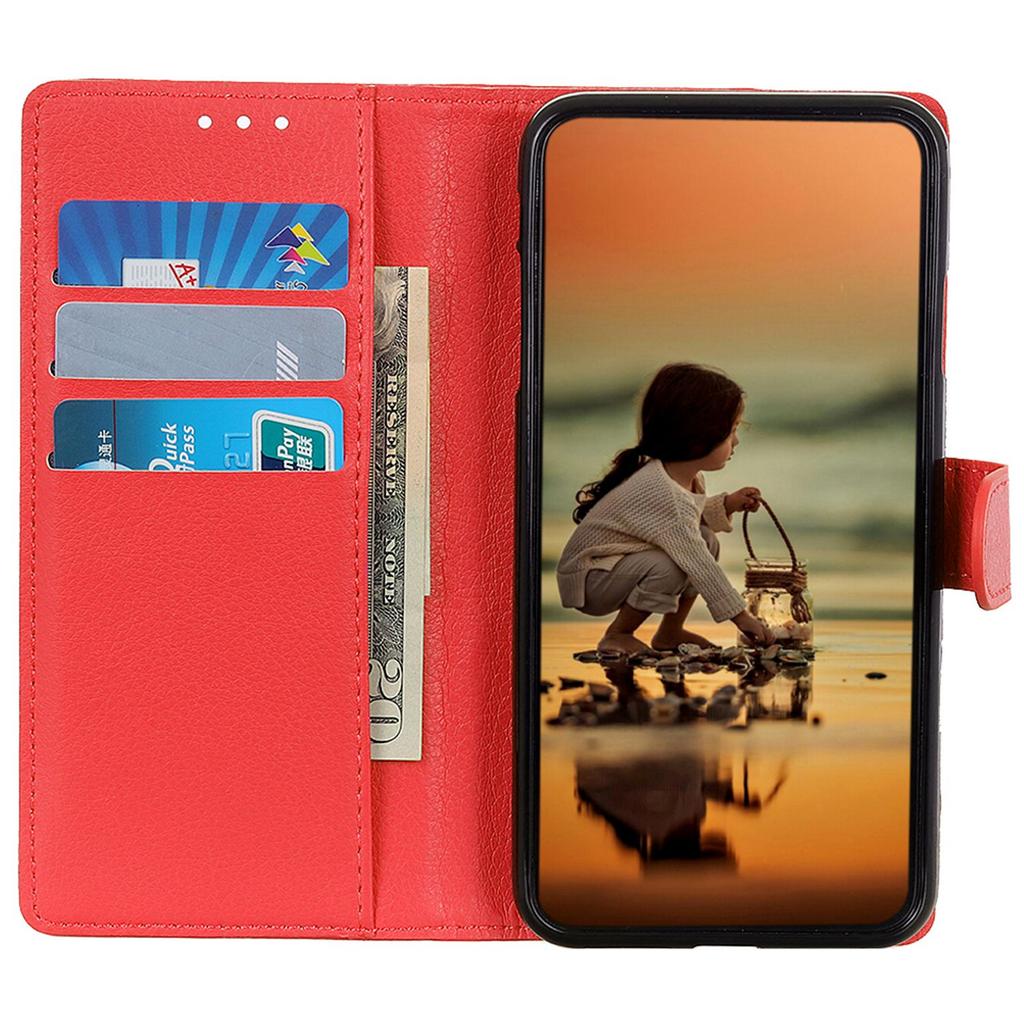 For Motorola Edge 50 5G Wallet Case PU Leather Phone Cover Litchi Texture