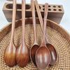 5 Pieces Wooden Spoon Soup Spoon And Fork Tableware Natural Ellipse Ladle Spoon Set Eco Friendly Products Spoons For Cooking