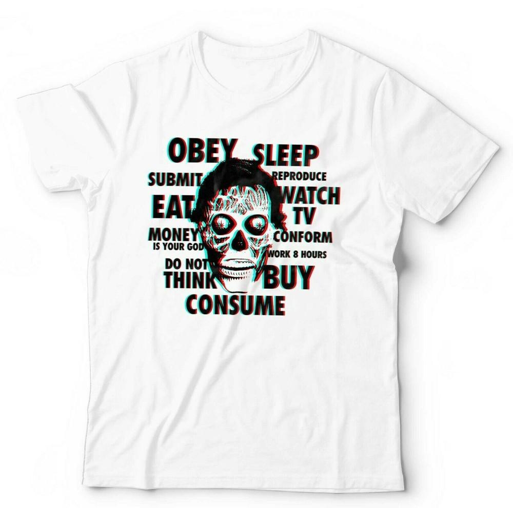 They Live Tshirt Unisex - Retro, Horror, B Movie, Vintage, Roddy Piper, 3D WHITE