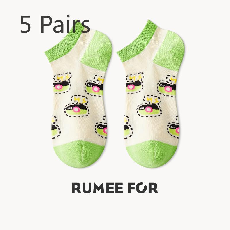 5 Pairs of Women's New Summer Thin Non Slip Breathable Shallow Mouth Invisible Short Boat Socks