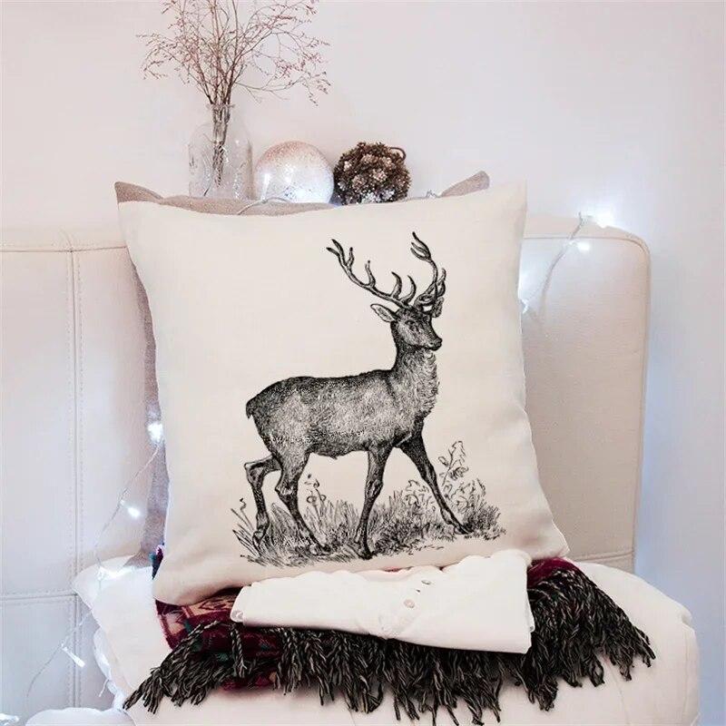 45x45cm Creative Geometric Elk Pillowcase Living Room Sofa Office Seat Car Cushion Cover  Ornament Home Decoration