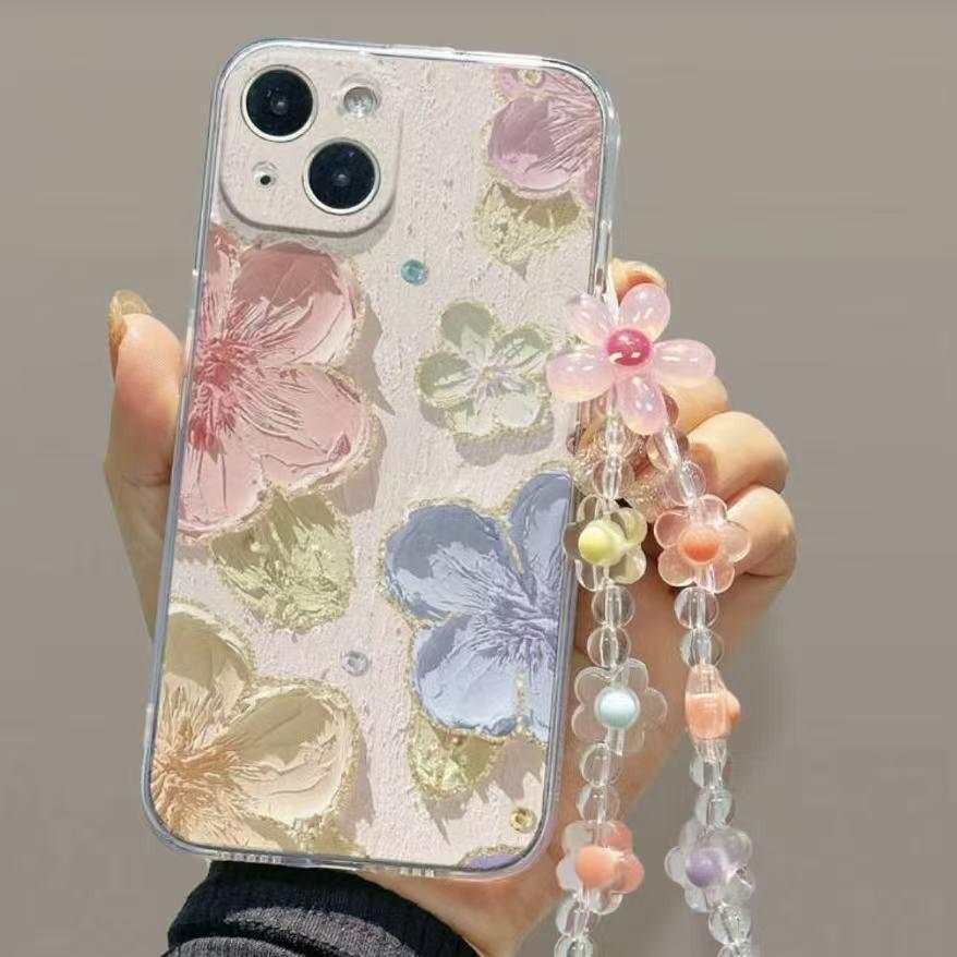 Flower Foreign Trade Applicable Iphone17pro Mobile Phone Case Apple 15 Anti-drop 14 Bracelet 13promax New 16x