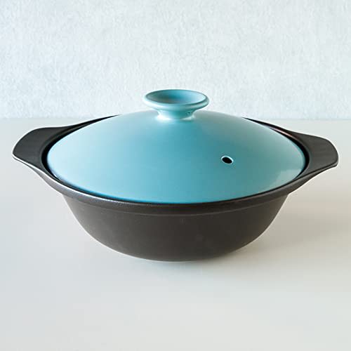 TAMAKI Thermatech Ultra-Lightweight Direct-Stove Earthenware Pot, Size 9, 32x27x15.5cm (H), 2,250ml, Mocha, T-942406