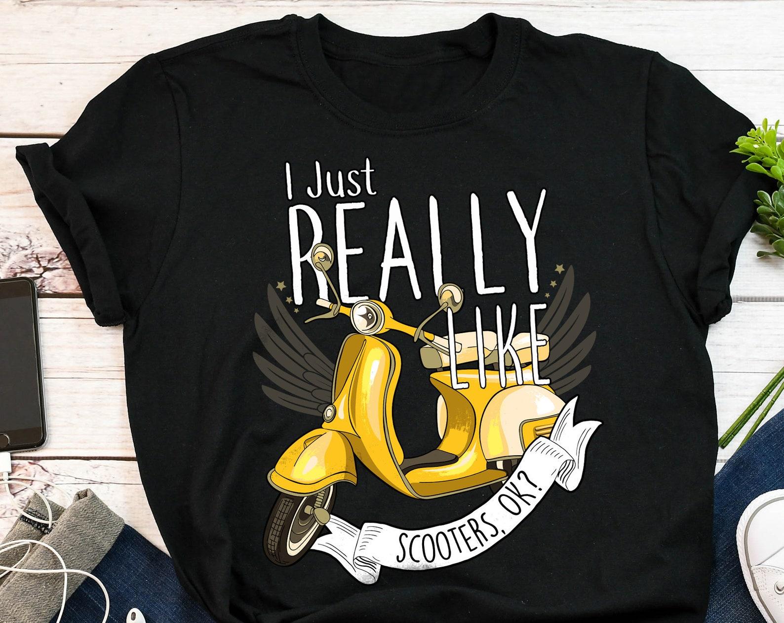 Funny Scooter Shirt, , Moped Lover T-shirt, Vintage Retro Italian Yellow Scooter Gift, Rider Tshirt, Motorcycle Tee Italy Motorbike 160