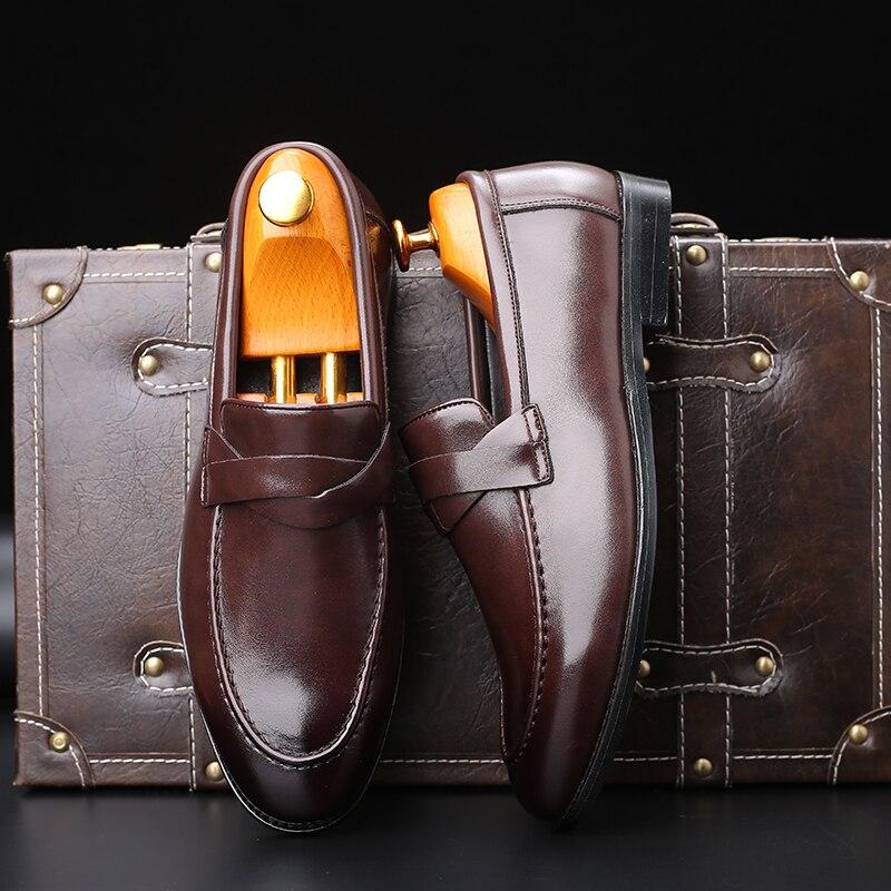 Pánské společenské boty Business Mokasíny Paty Kožené Svatební boty Pánské ploché Kožené Oxfords Společenské boty