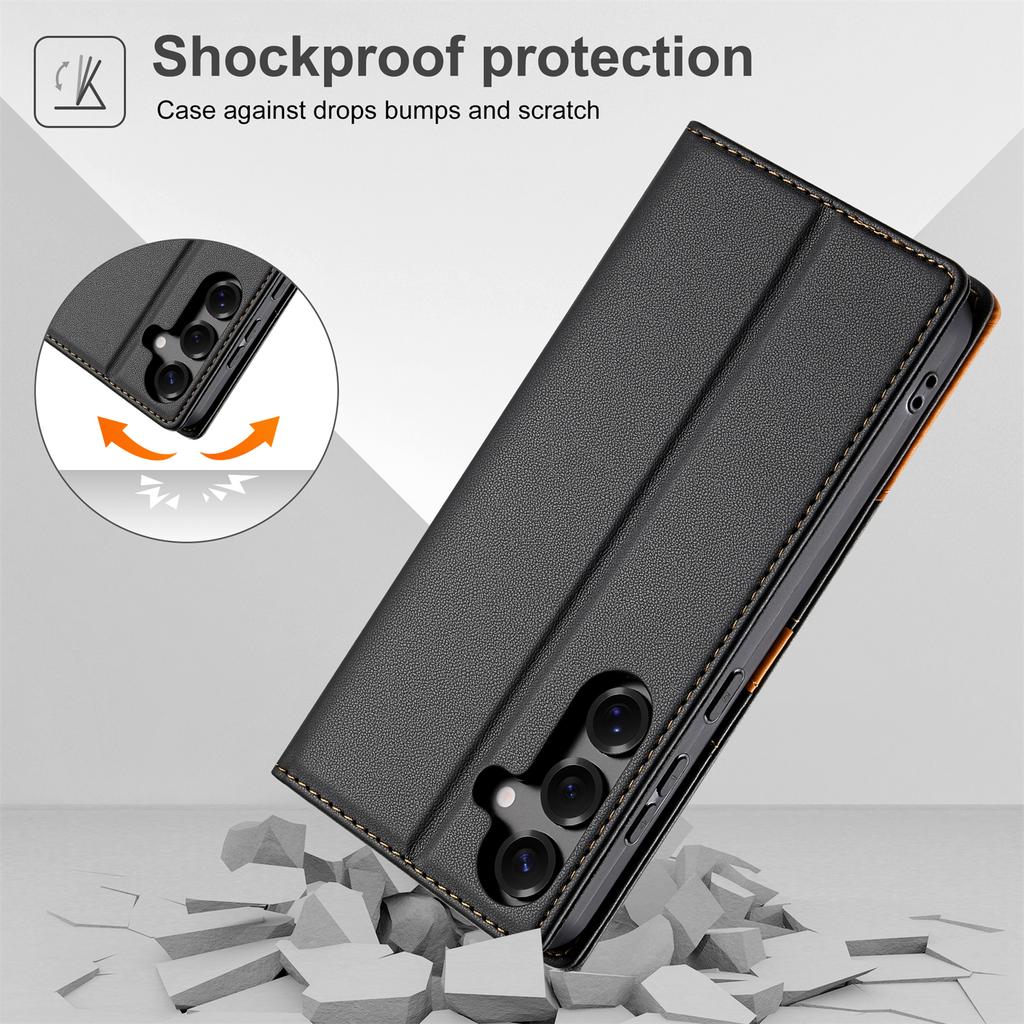 N.BEKUS P3 For Samsung Galaxy S25 Case RFID Blocking Wallet Stand PU Leather Flip Phone Cover
