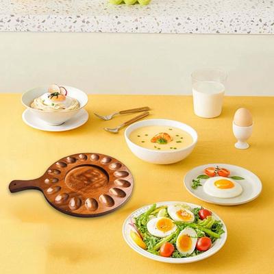 Deviled Egg Platter Round Egg Holder Wooden Deviled Egg Tray Storage Tray