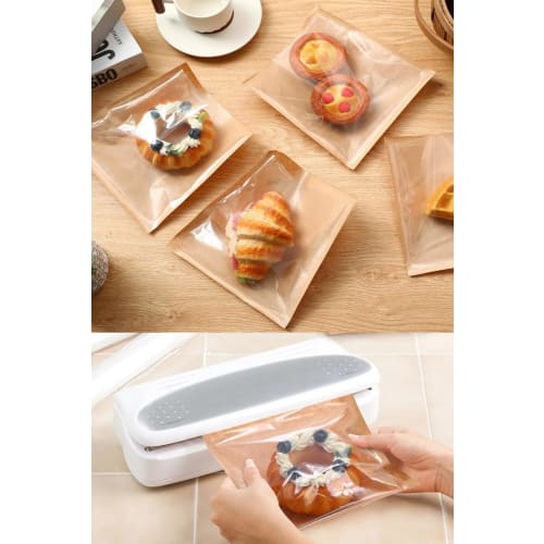 YFFSFDC Freshly Baked Bread Bags, 100-Count, with Clear Window, Kraft Paper and Semi-Film Paper, for Baking, Snacks, Fried Foods, and Tempura, with Co