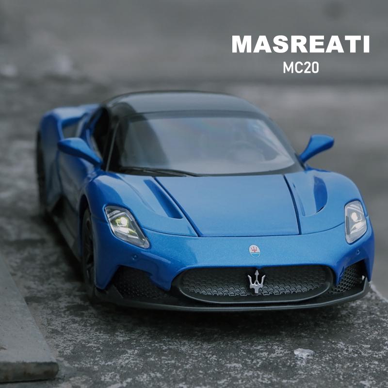 

1:32 Maserati MC20 Суперкар, игрушечная машина из сплава, металлическая коллекционная модель автомобиля, звуковые и световые игрушки для детей