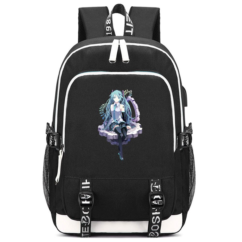 Cute Cartoon Hatsune Miku Printed Backpack Large Capacity Bookbag Student Boy Girl School Bag Outdoor Large Capacity Waterproof Laptop Travel Bag Gift