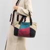 Damen Patchwork Handtasche - Vintage Gespleißte Canvas Tote mit Obergriff & Crossbody-Funktion