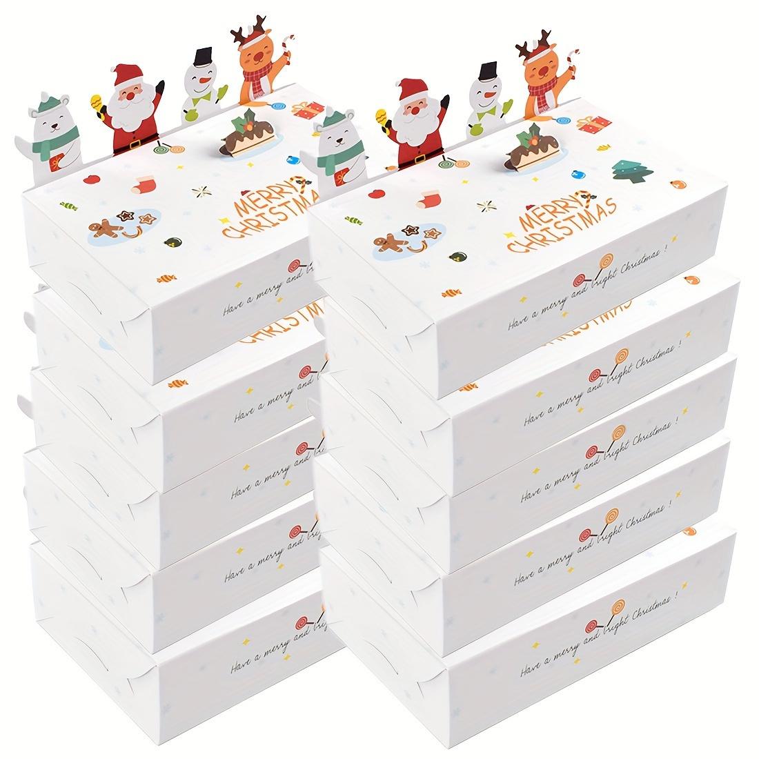 

10 шт. Рождественские бумажные подарочные коробки для конфет, мультяшные 3D коробки для печенья с Санта-Клаусом, коробка для хранения для домашней вечеринки, складная подарочная коробка для новогодней вечеринки белый