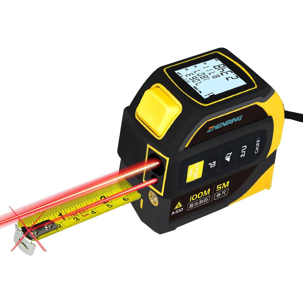 Portable Laser Tape Measure 4 In 1 Digital Tape Measure High Precision Laser Rangefinder Steel Tape Measure High Elasticity Tool