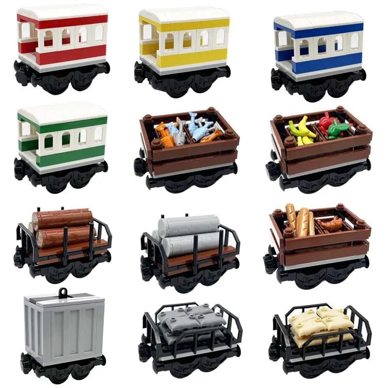 MOC Block Train Track Package City Series Train Rail Transport Cars Can Be Connected