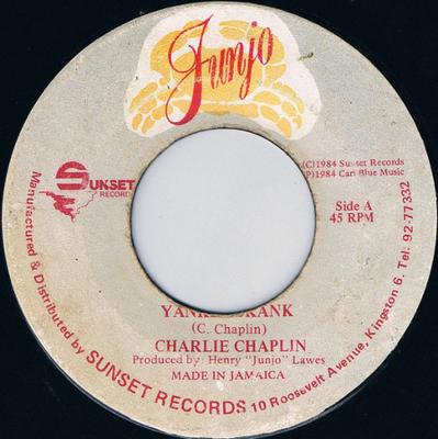7inch Record CHARLIE CHAPLIN  Yankee Skank NONE Junjo 1984 Jamaica Reggae Ska  Dub Used