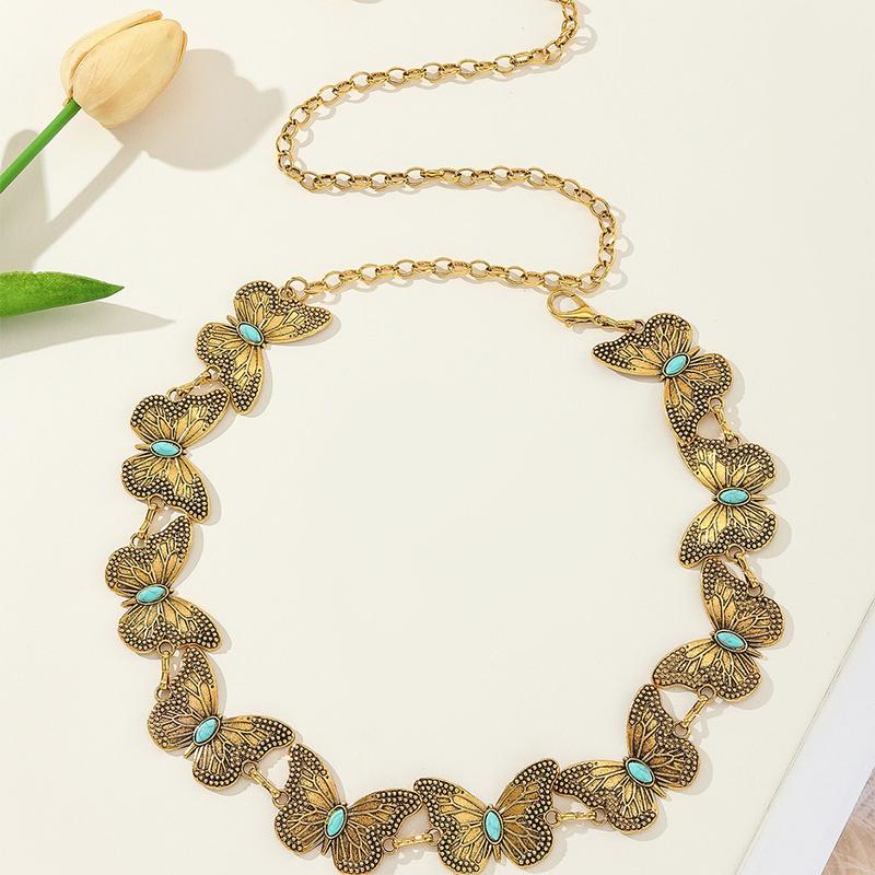 Butterfly Metal Waist Chain Women Y2K Retro Versatile Waist Chain Dress Short Skirt Gothic Chain Fashion Accessories