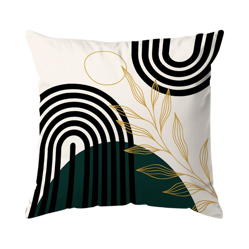 

Home Decor Modern Geometric & Gold Leaf Pillow Cover Pattern Cushion Cover Suitable for Sofa Bedroom Car Pillow Cover 40x40cm 16x16in