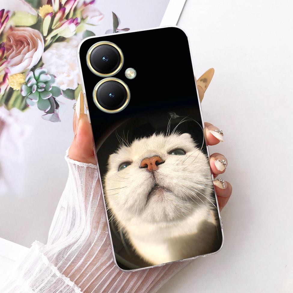 Für Vivo Y27 Hülle Transparent Niedliche Katze Mode Schmetterling Lustig Bemalt Weiche Handyhülle Für VivoY27 V2249 Abdeckung