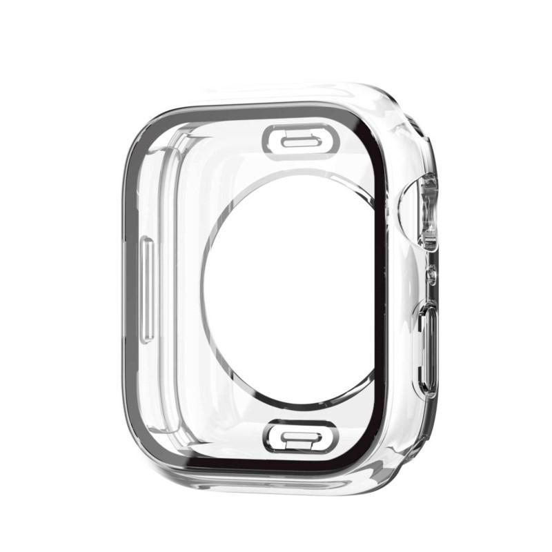 

Case for Apple Watch Series 11/10/9/8/7/SE/3/6/5 Screen Protector 360° Full Protective Tempered Glass Face Cover+Back PC Bumper 46mm series 10-11 прозрачный