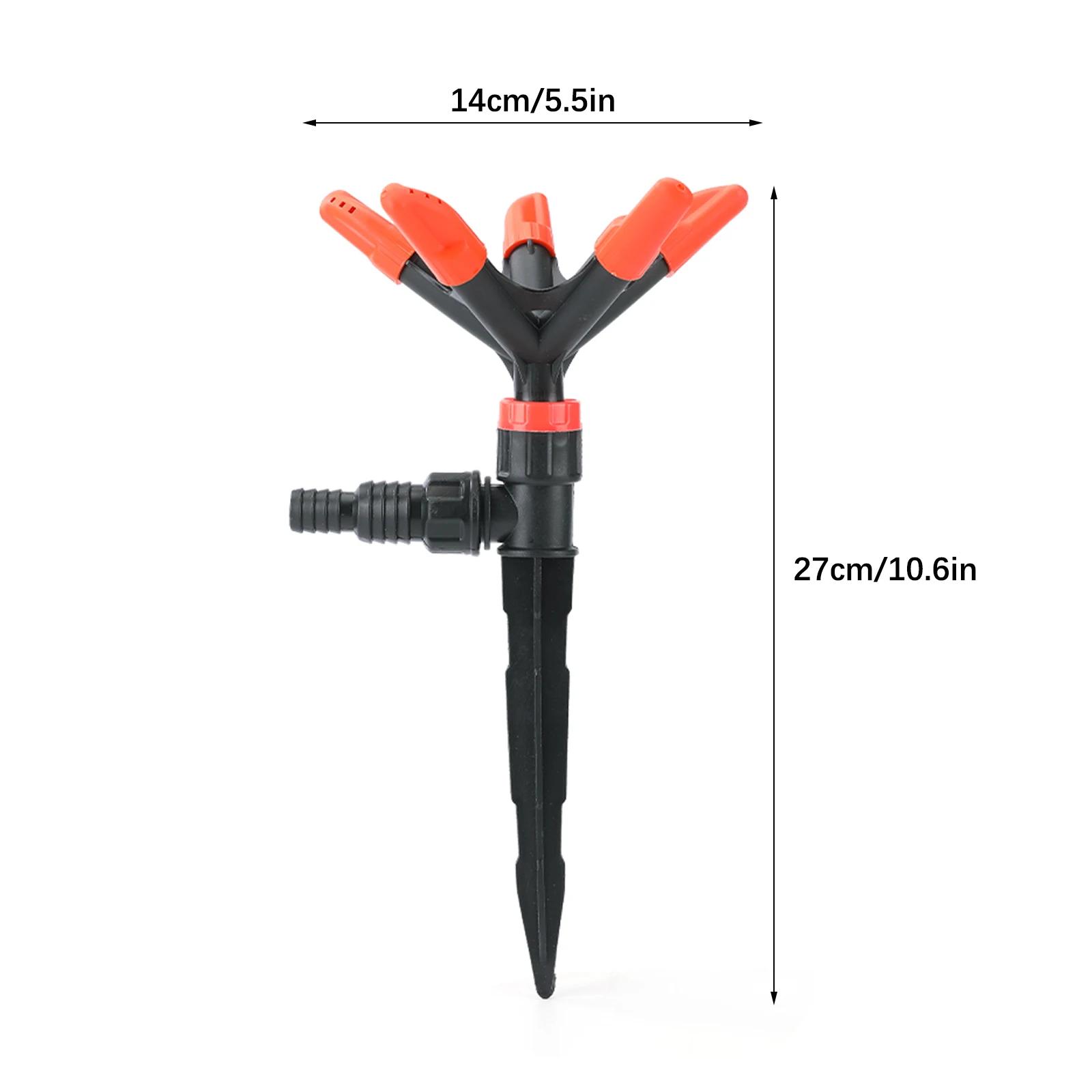 Garden Sprinkler With Ground Plug Pipe Connector 360-Degree Automatic Rotating Spray Watering Flowers Grass Vegetables Plants